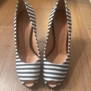 Giuseppe Zanotti Black and White Striped Heels 40
